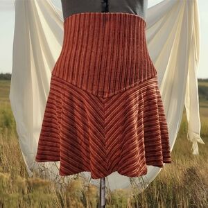 Free People Rust Ribbed Velvet Miniskirt